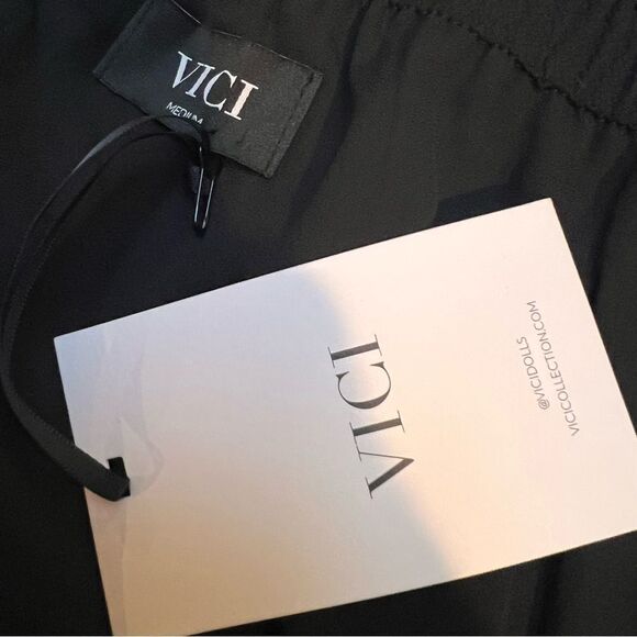 Vici Strapless Popover Layer Tie Wide Leg Jumpsuit Black in Medium NEW - Picture 9 of 9